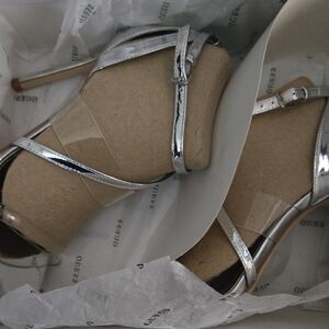 Silver Strappy Wedge Sandals - Women